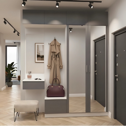 Набор мебели для прихожей "Марсель-212" МР 01-212 В2490 Ш2000 Г420 (ЛДСП Графит серый)